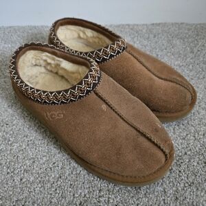 UGG Talsman Chestnut Slippers Sz Womens 9 Fur Warm Slip On